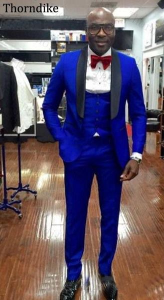 

thorndike custom made slim groomsmen tuxedos royal blue men suits mens wedding suit shawl lapel formal wear suit for man, White;black