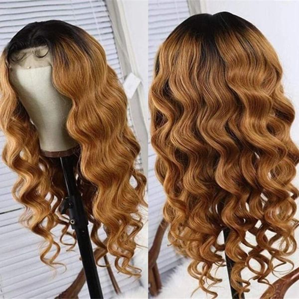 

glueless ombre 1b/#27 13x6 lace front human hair wigs with baby hair brazilian lace front wig for black women natural hairline, Black;brown