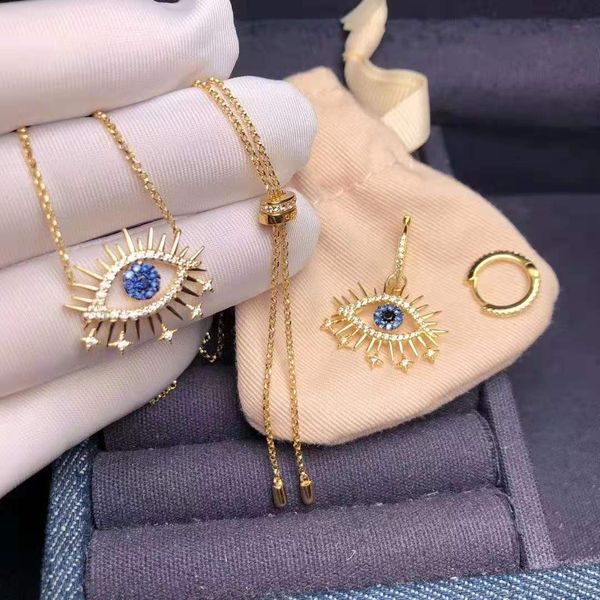 

Высокое качество желтого золота гальваническим CZ Star Eyes серьги ожерелье для девоч