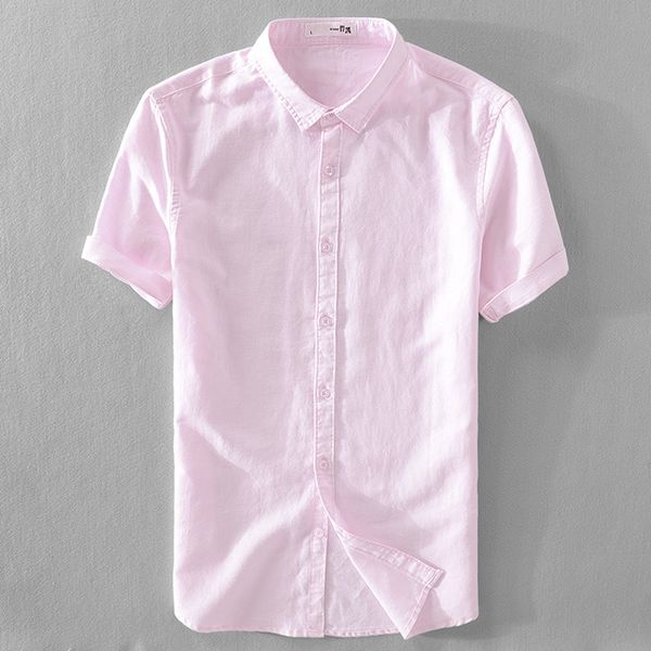 

2020 men's cotton and linen contracted fashion shirts with short sleeves youth comfortable new cultivate one's morality shirt, White;black