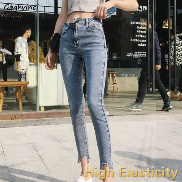 

high waist skinny jeans women ankle-length plus size 5xl chic streetwear womens pencil stretch denim trousers fur-lined hem slim, Blue