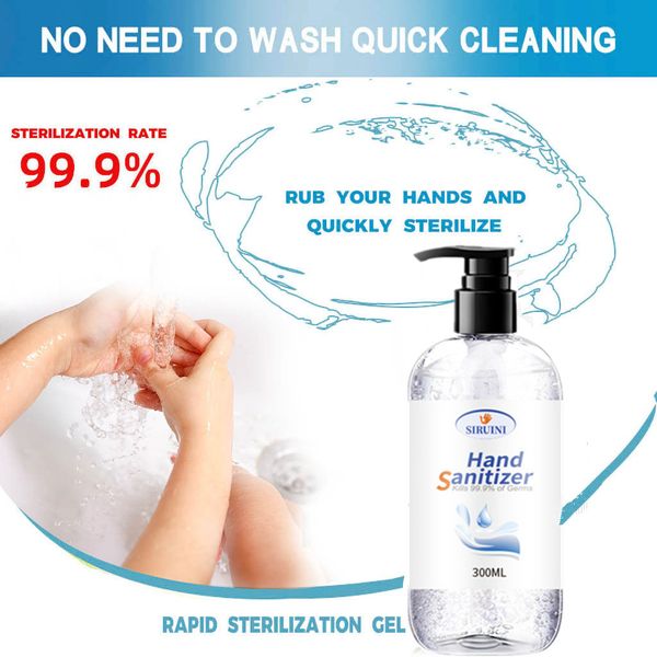 

siruini 300 ml high capacity no wash antibacterial hand sanitizer gel 75% alcohol sanitizer gel with push-pump hand gel sanitizer