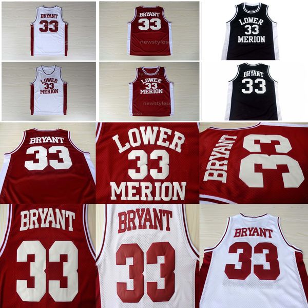 

2020 selling ncaa lower merion 33 bryant jersey college men high school basketball red white black stitched jerseys, Black;red
