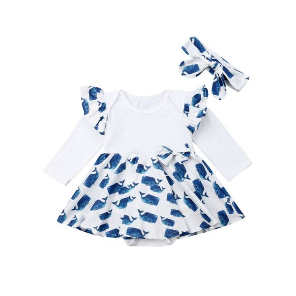 

2019 детская одежда 2шт новорожденная девочка одежда с длинным рукавом комбинезон комбинезон пачка платье наряды новорожденная девочка одежд, Blue
