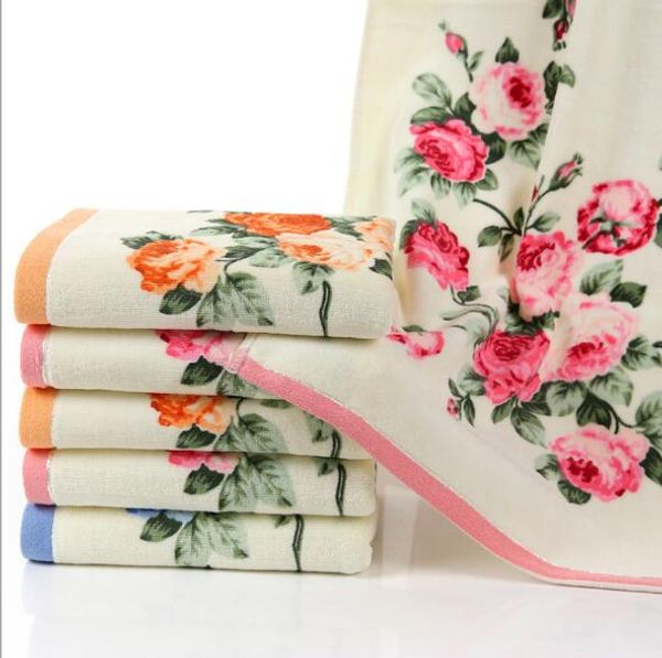 

34*74 cm cotton printed face towel bathroom flower bath towel