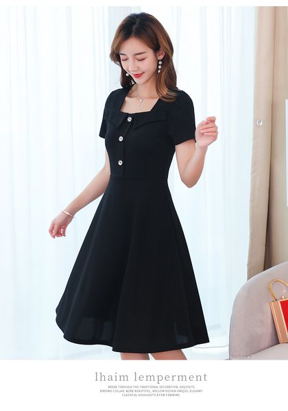 

wither black pure color trends show thin casual dress, Black;gray