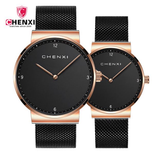 

chenxi luxury watch men women fashion brand quartz watches mesh strap business couple wristwatch clock durable official, Slivery;brown