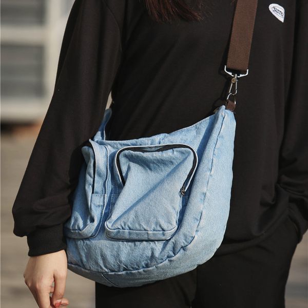 

women's bag 2020 female ladies shoulder medium for women messenger vintage canvas wide belt shopper fashion girls retro denim
