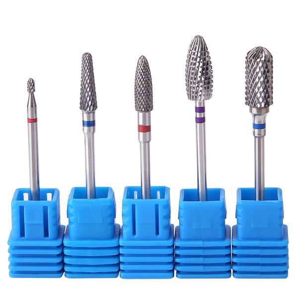 

nail art equipment 5 styles drill bit for beauty cutter grinding tungsten steel polishing milling manicure pedicure supplies, Silver
