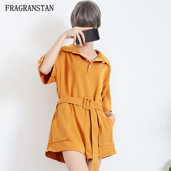 

ladies 2018 spring summer new turn down collar jumpsuits women fashion print short sleeve playsuits casual loose rompers jq746, Black;white