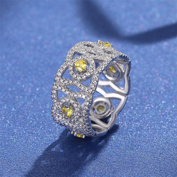 

100% 925 sterling silver vs2 diamond ring for women anillos de 2 good z bizuteria wedding gemstone jewelry ring girls, Golden;silver