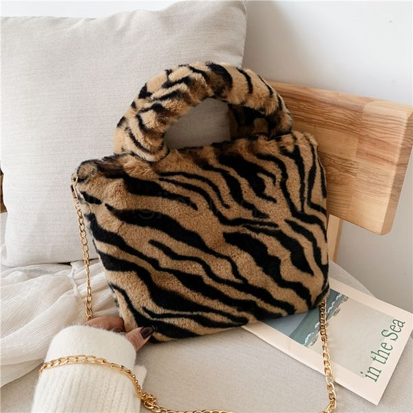 

7styles leopard shoulder bag women handbag plush handbag gold chain messenger bag winter soft warm girl lady fur bags ffa3106