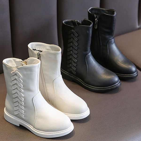 

girls' tube cotton boots knight 2019 new korean version plus velvet winter boots children' martin female princess shoes, Black;grey