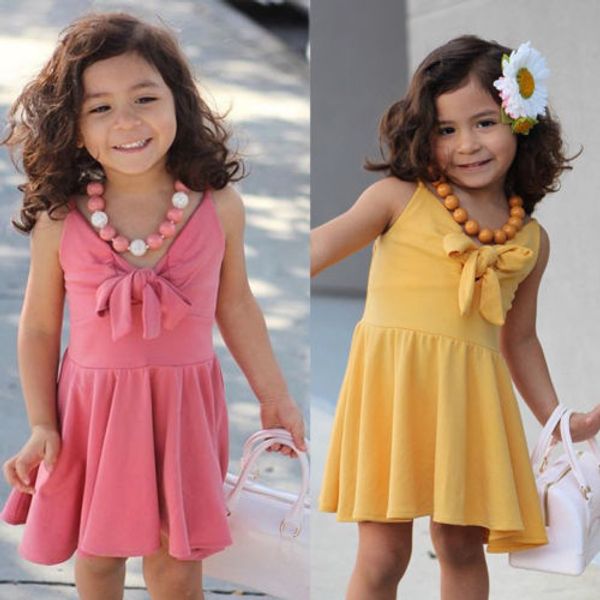 

Summer Toddler Strap Dress Newborn Baby Girl Bow-knot Princess Holiday Beach Party Sundress Children Outfits