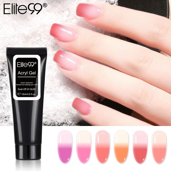 

elite99 15ml thermal color-changing acrylic poly uv gel for builder nail gel extension nail primer glitter quick extension, Red;pink