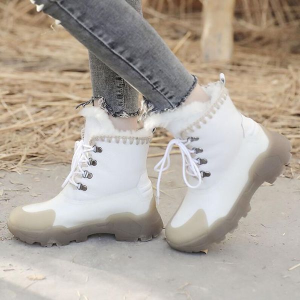 

big size 35~40 superior quality winter with fur snow boot women waterproof tactical boots outdoor hiking sheep fur shoes ge-959, Black