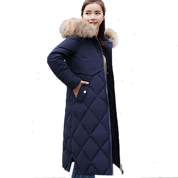 

winter coat winter jackets size plus winter coat big fur hooded warm parka jackets thicken down cotton jacket women parkas mujer, Black