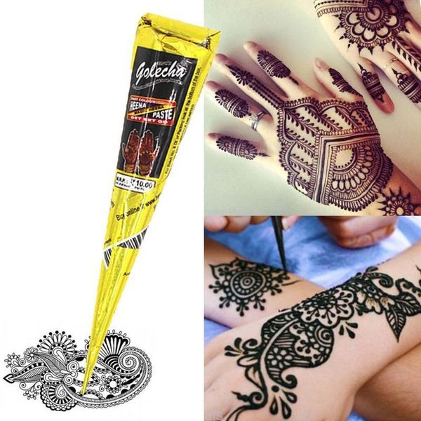 25/30g Disegno fai-da-te Colori per il corpo Nero Mehndi Hennè Coni Tatuaggio temporaneo naturale Vernice Art Sticker Strumenti per tatuaggi