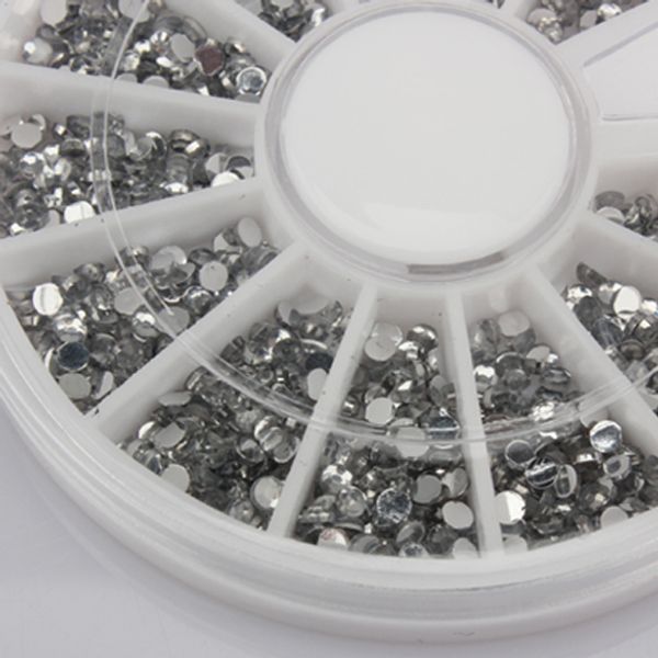 

1500 pcs nails art decoration transparent wheel 1.5mm glitter nail tips crystal qq99, Silver;gold