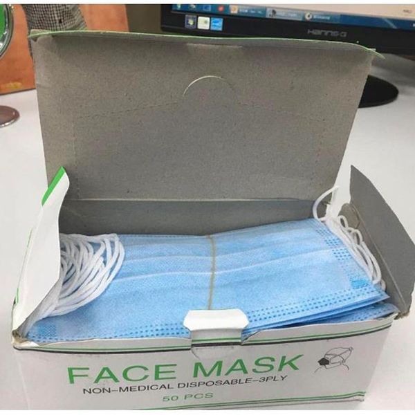 

plenty stock face masks disposable 3 layers dustproof mask facial protective cover masks set anti-dust mask 50piece lot