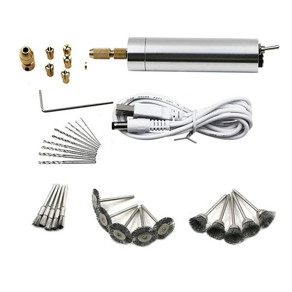 

usb 3-12v mini electric drill hand drill motor hole saw aluminum mini electric diy pcb with for wood plastic drillin