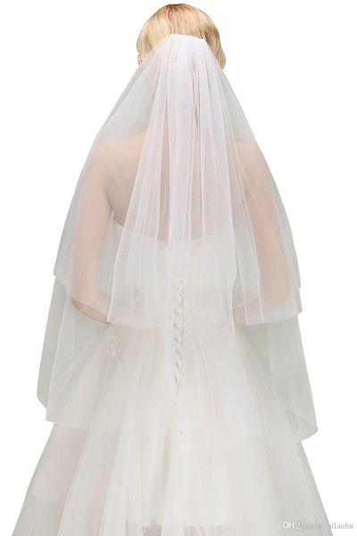 Branco Marfim casamento Bikini Véu Duas Camadas baratos 2020 Headpiece Veils Com Pente nupcial Acessórios Em armazém frete grátis CPA1443