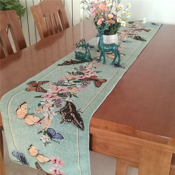 

flat angle butterlfly flowers table runner placemat yarn dyed table cloth plate mats home decor, ing