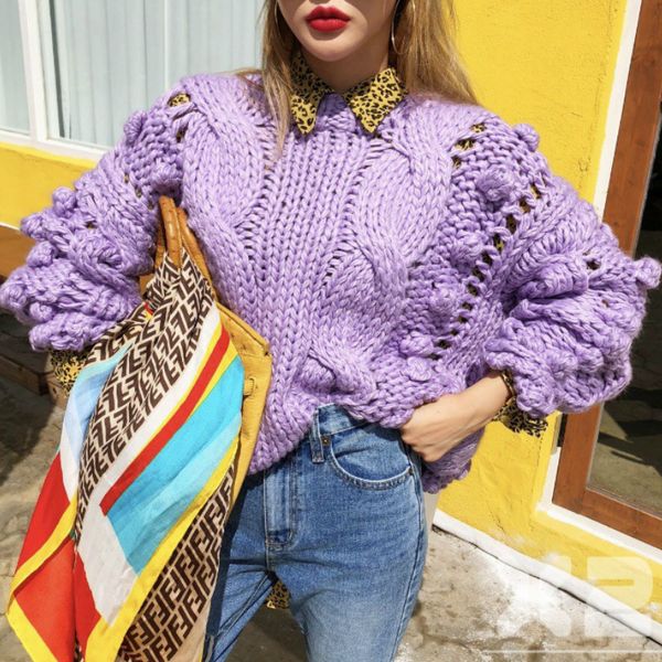 

retro hand-woven 3d flowers balls pullovers twist hook sweater o-neck long sleeved knitted crocheted shirts, White;black