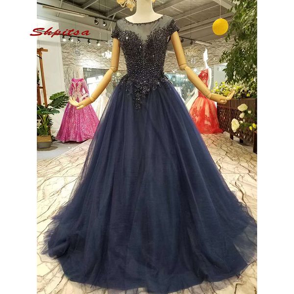 

party dresses navy blue luxury long lace evening plus size ladies women sequin prom formal gown, White;black
