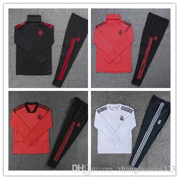 

Soccer track uit 2018 urvetement football 17 18 19 real madrid training uit weat occer jogging football track, Black;white
