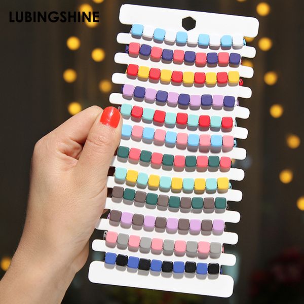 

fashion colorful square bead elastic bracelets bangles quality alloy spray paint bracelet 12pcs/set charm bracelets for women, Golden;silver