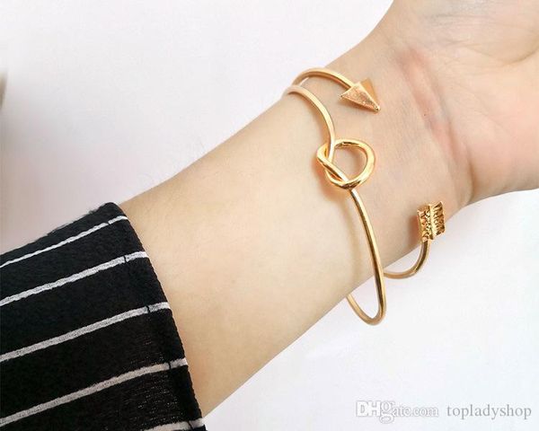 

2pcs/set arrow knotted open bangle bracelet set and knot bangle whoelsale, Black
