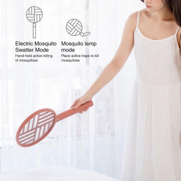 

2 in 1 with led light 90 degree rotatable usb charging non toxic foldable electric mosquito swatter pest control bug killer