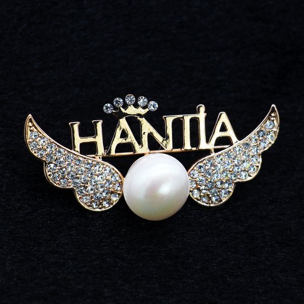 

2018 the latest fashion freshwater pearl jewelry design angel wings 12-13mm pearl brooch female charm jewelry, Gray