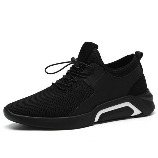 

2019 new breathable comfortable mesh men shoes casual lightweight walking male sneakers fashion lace up footwear, Black