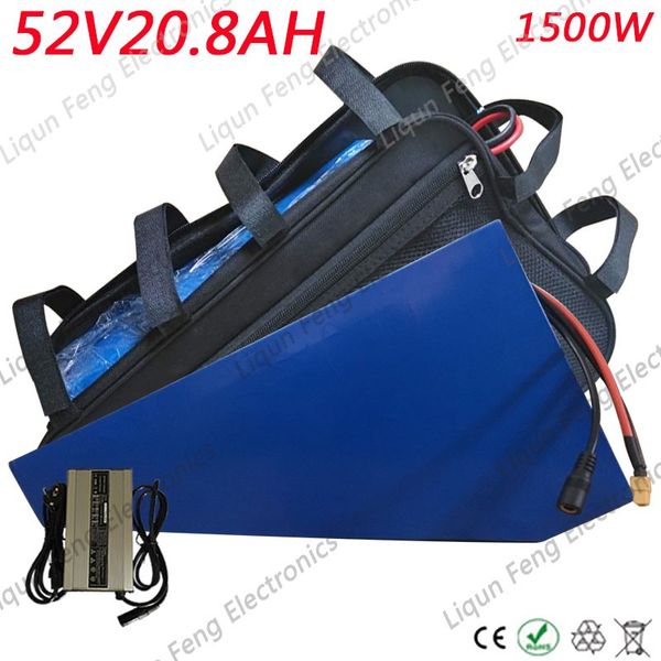 

Tax powerful 52v 1200w 1500w electric bike triangle battery 52v 20ah lithium battery with 40a bm and 58 8v 4a fa t charger