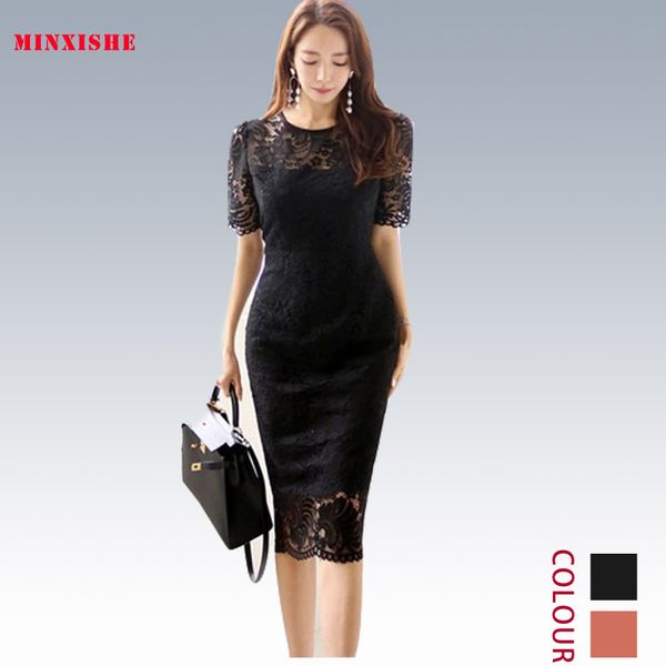 

summer new women dress 2019 bodycon elegant lace midi casual bandage party night korean style wrap club black pink dress, Black;gray