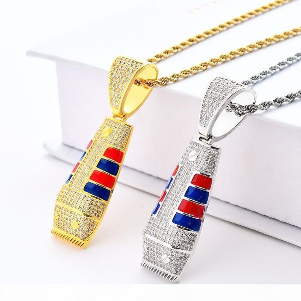 

hip hop jewellry shaver pendant necklace for men new fahsion cubic zirconia ice out necklaces women brand jewelry gold plated necklaces, Silver
