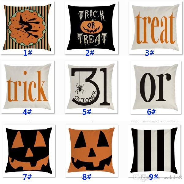 

halloween trick pumpkin pillow case linen throw pillow cover for car sofa cushion treat stripe pillowscase home decoration hh9-2423