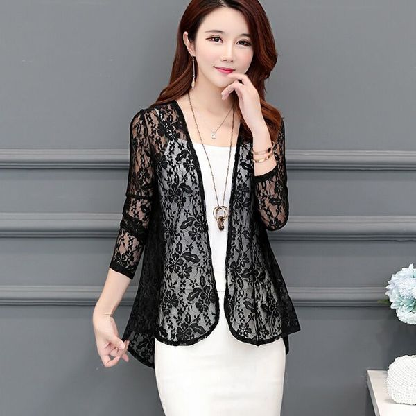

women lace sun protective coat thin long sleeves breathable coat for summer ssa-19ing, Black;brown