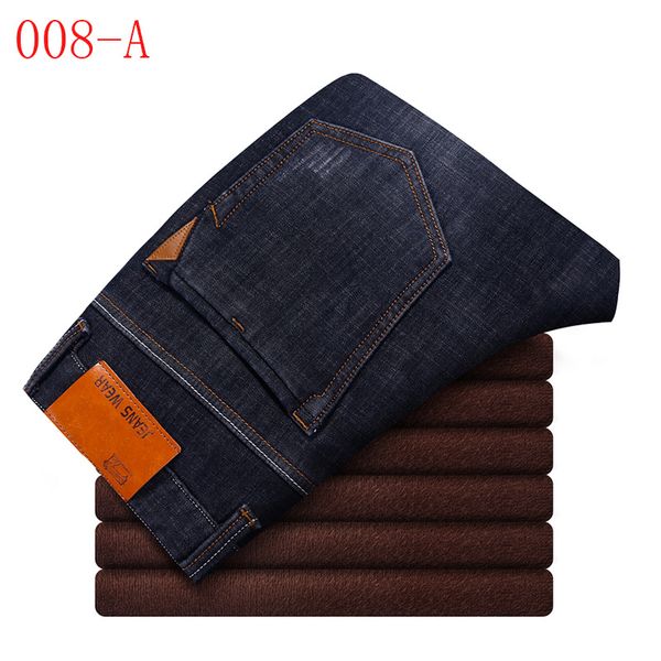 

icpans denim jeans pants men casual fleece warm thick man jeans winter pants big size 40 42 2019 new, Blue