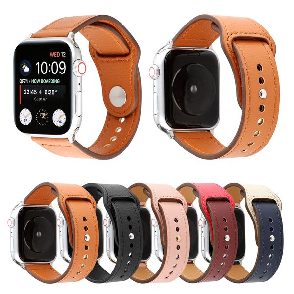 

мода засов кожаный ремешок для apple watch ремешок 38 мм 40 мм 42 мм 44 мм для iwatch группа серии 1 2 3 4 браслет ремень заводские розетки, Black;brown
