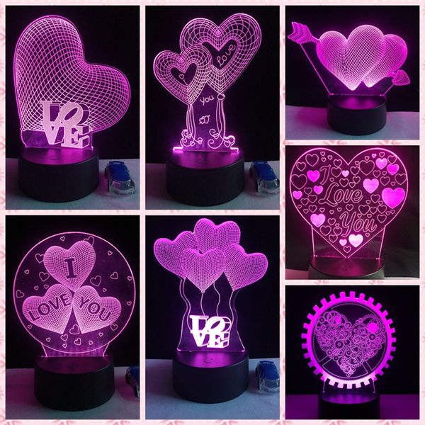 

день 3d лампа led night light 7 цветов lover сердце тактильного датчика настольная лампа home decor подруга валентинов день матери подарков