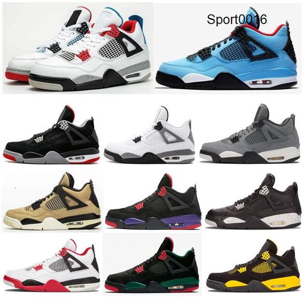 

new 4 what the bred travis scotts cactus jack cool grey raptors basketball shoes men 4s oreo thunder fire red pizzeria sneakers with box, Black