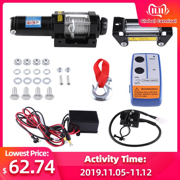 

4000lb электрическая лебедка dc 12v стальной кабель мощный лебедка квадроцикл atv лодка wincher инструмент 4-way roller fairlead молоток 201