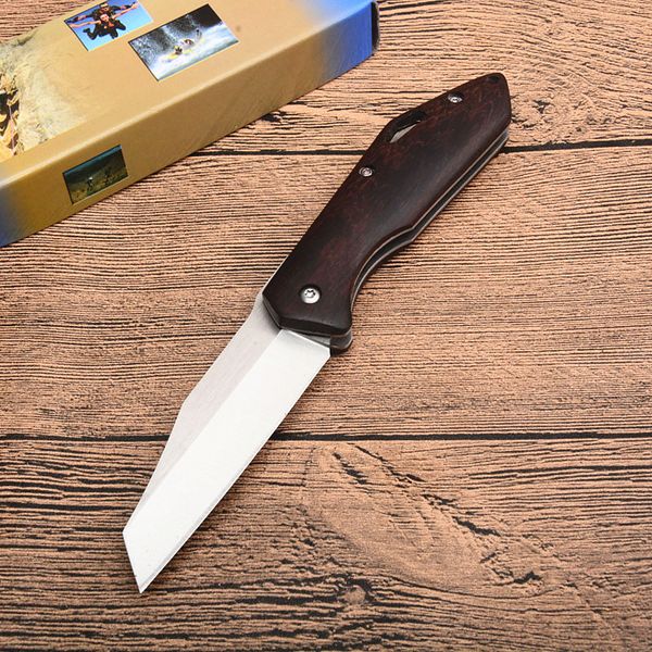 Coltelli pieghevoli tascabili EDC con manico in palissandro con lama in raso 440C di nuovo arrivo con scatola al minuto originale