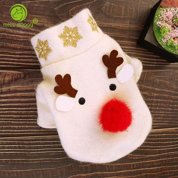 

christmas elk dog sweater coats white color sweet puppy pet dog sweater shirt clothes autumn winter cat vest jackets 10a