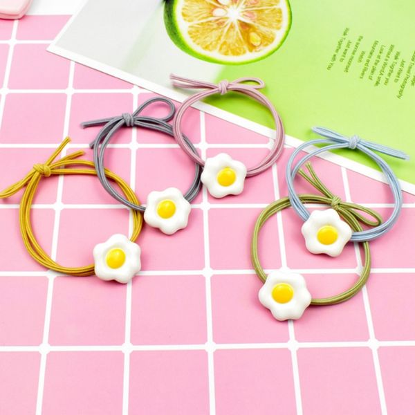 

new kids cute elastic headwear baby girls hair ropes ring set rubber band cartoon poached egg princess random color, Slivery;white