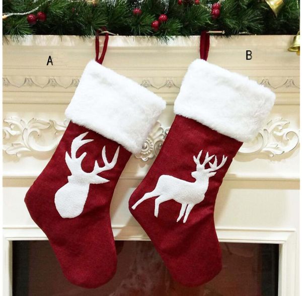 

elk christmas party stocking hanging socks tree ornament decor socks gift candy bag stocking new year prop socks xmas decoration 2 style