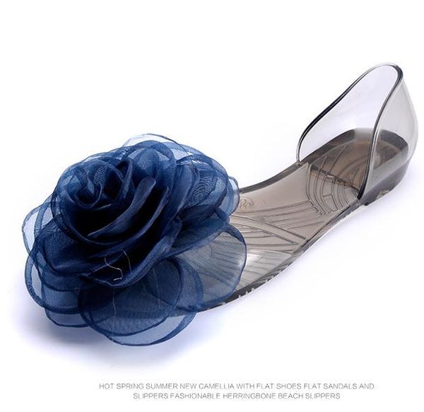 

2019 summer sandals butterfly-knot crystal fish-mouth jelly beach shoes slippery pregnant women's soft-soled student flat shoes fetish, Black